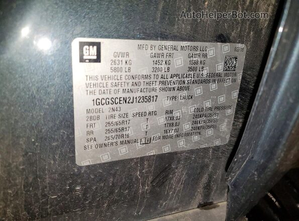 1GCGSCEN2J1235817 2018 CHEVROLET COLORADO Gray ძრავის განყოფილების ხედი
