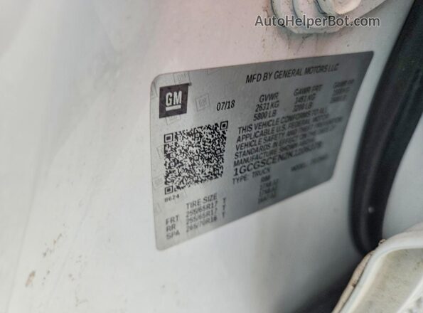 1GCGSCEN2K1106378 2019 CHEVROLET COLORADO White Вид наклейки з VIN-кодом