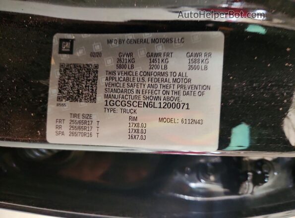1GCGSCEN6L1200071 2020 CHEVROLET COLORADO Black ძრავის განყოფილების ხედი