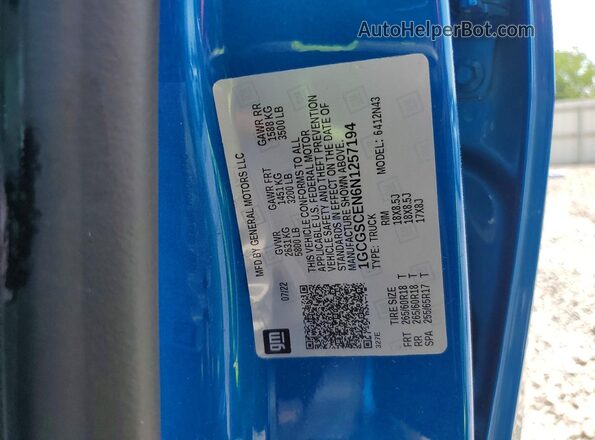 1GCGSCEN6N1257194 2022 CHEVROLET COLORADO Синий Вид подкапотного пространства