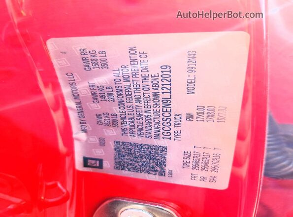 1GCGSCEN9L1212019 2020 CHEVROLET COLORADO Red Vista del compartimento del motor