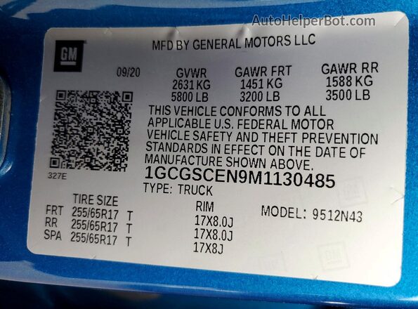 1GCGSCEN9M1130485 2021 CHEVROLET COLORADO Blue Вид підкапотного простору
