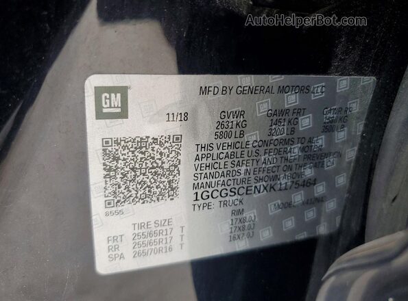 1GCGSCENXK1175464 2019 CHEVROLET COLORADO Black 