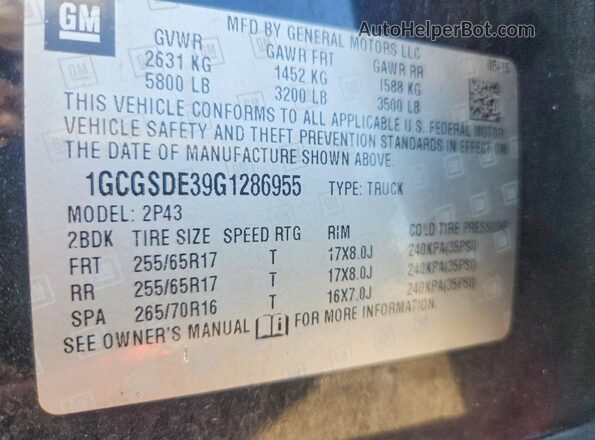1GCGSDE39G1286955 2016 CHEVROLET COLORADO Black ძრავის განყოფილების ხედი