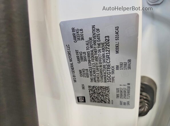 1GCGTBEC5R1272023 2024 CHEVROLET COLORADO White Widok komory silnika