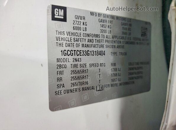 1GCGTCE33G1318404 2016 CHEVROLET COLORADO White Vista del compartimento del motor