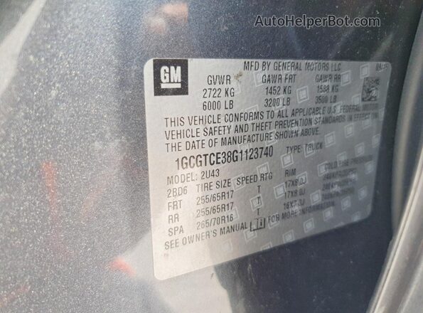 1GCGTCE38G1123740 2016 CHEVROLET COLORADO Gray ძრავის განყოფილების ხედი