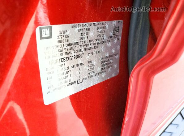 1GCGTCE3XG1208997 2016 CHEVROLET COLORADO Red Widok komory silnika