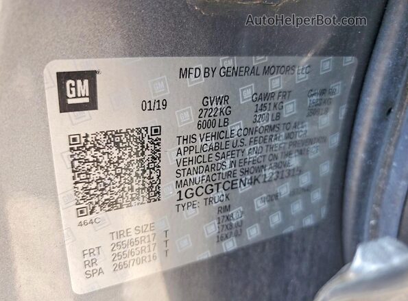 1GCGTCEN4K1231315 2019 CHEVROLET COLORADO Gray Widok komory silnika