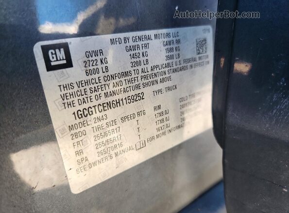 1GCGTCEN6H1159252 2017 CHEVROLET COLORADO Gray Շարժիչի բաժամունքի տեսք