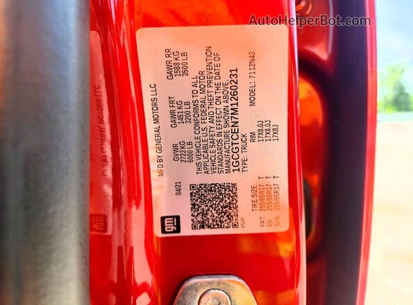 1GCGTCEN7M1260231 2021 CHEVROLET COLORADO Красный Вид подкапотного пространства