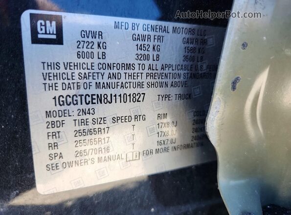 1GCGTCEN8J1101827 2018 CHEVROLET COLORADO Black Engine compartment view