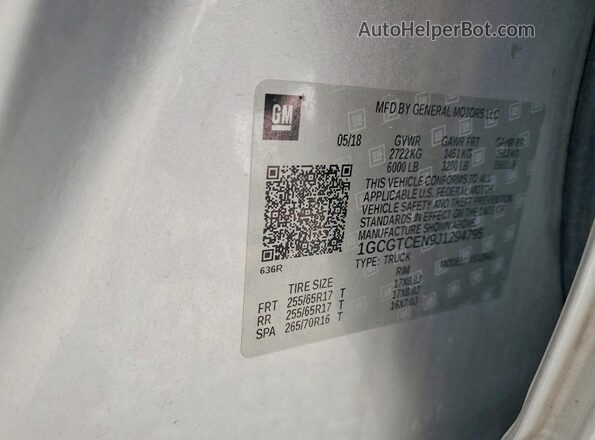 1GCGTCEN9J1294795 2018 CHEVROLET COLORADO Серебряный Вид подкапотного пространства