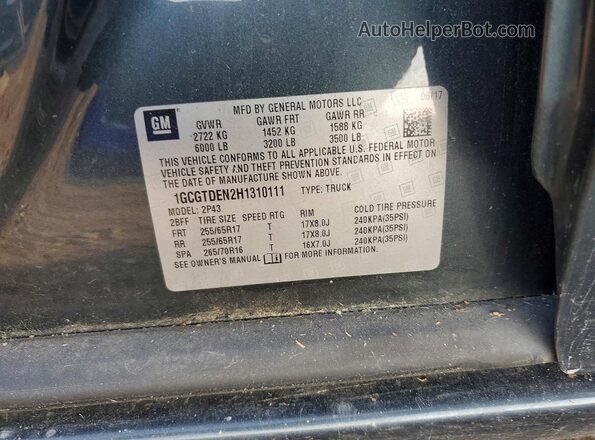 1GCGTDEN2H1310111 2017 CHEVROLET COLORADO Серый Вид подкапотного пространства