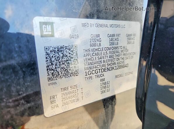 1GCGTDEN3K1289843 2019 CHEVROLET COLORADO Black ძრავის განყოფილების ხედი