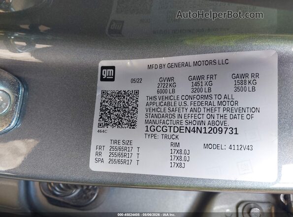 1GCGTDEN4N1209731 2022 CHEVROLET COLORADO Silver Widok komory silnika