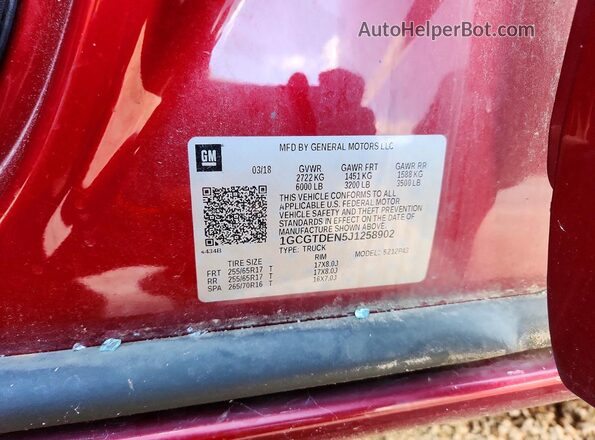 1GCGTDEN5J1258902 2018 CHEVROLET COLORADO Red Engine compartment view