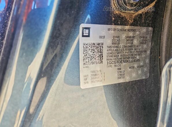 1GCGTDEN8K1114195 2019 CHEVROLET COLORADO Charcoal Vista del compartimento del motor