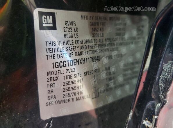 1GCGTDENXH1176948 2017 CHEVROLET COLORADO Black ძრავის განყოფილების ხედი