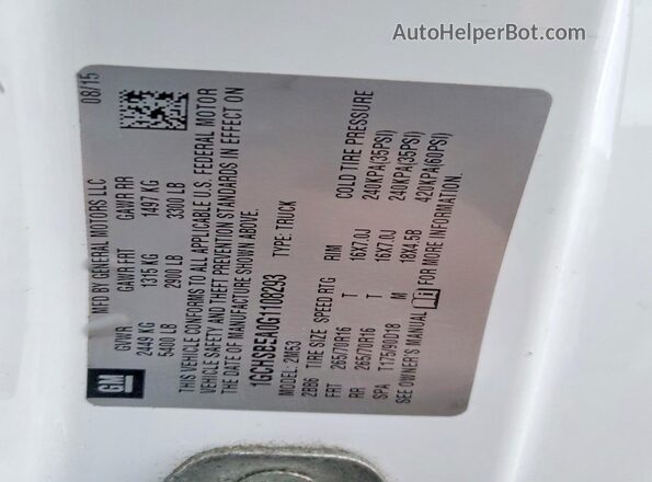 1GCHSBEA0G1108293 2016 CHEVROLET COLORADO Белый Вид подкапотного пространства