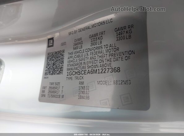 1GCHSCEA6M1227368 2021 CHEVROLET COLORADO White Engine compartment view