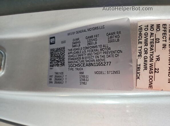 1GCHSCEA8N1165277 2022 CHEVROLET COLORADO Серебряный Вид подкапотного пространства