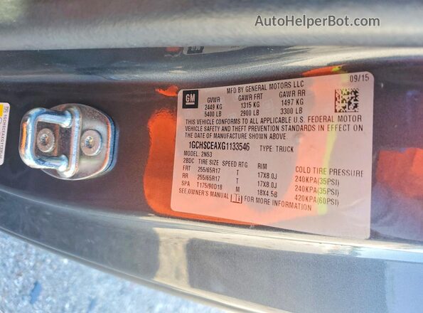 1GCHSCEAXG1133546 2016 CHEVROLET COLORADO Серый Вид подкапотного пространства