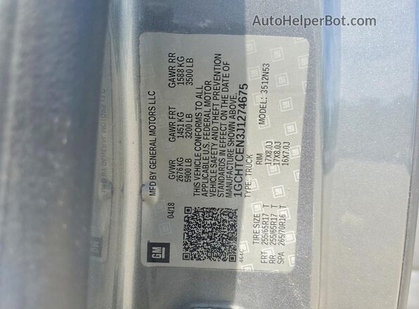 1GCHTCEN3J1274675 2018 CHEVROLET COLORADO Gray Engine compartment view