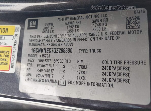 1GCNKNEC7GZ288380 2016 CHEVROLET SILVERADO Gray Widok komory silnika