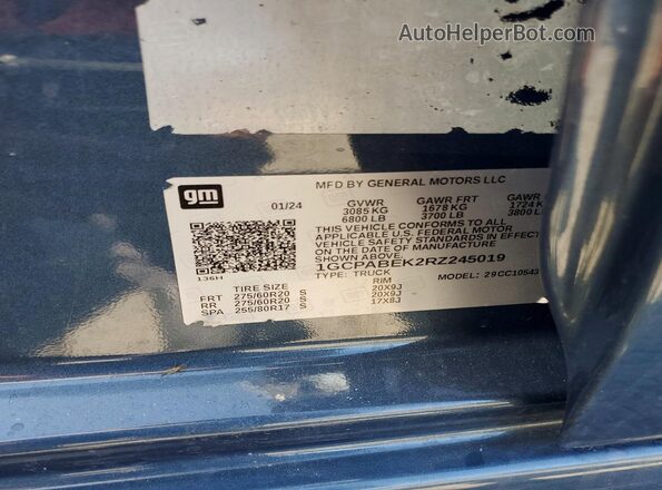 1GCPABEK2RZ245019 2024 CHEVROLET SILVERADO Синий Вид подкапотного пространства