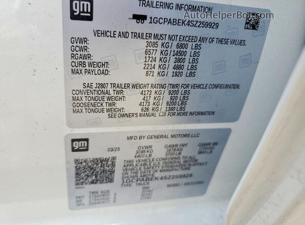 1GCPABEK4SZ259929 2025 CHEVROLET SILVERADO White Vista del compartimento del motor