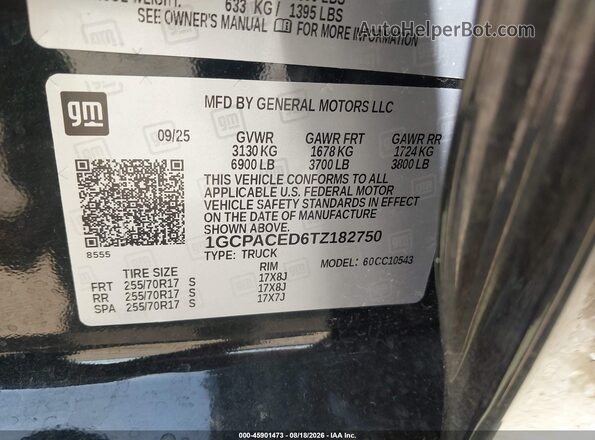 1GCPACED6TZ182750 2026 CHEVROLET SILVERADO Black Engine compartment view