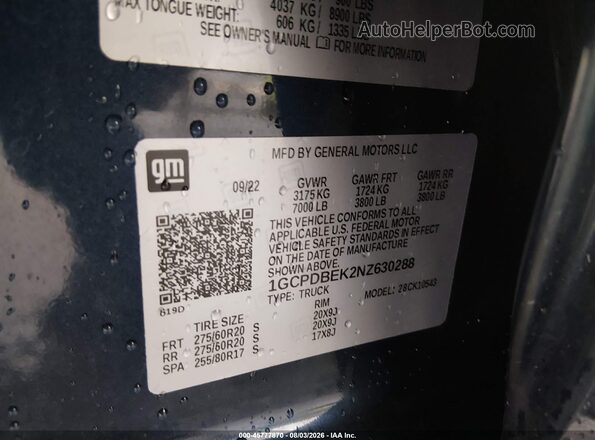 1GCPDBEK2NZ630288 2022 CHEVROLET SILVERADO Blue Engine compartment view