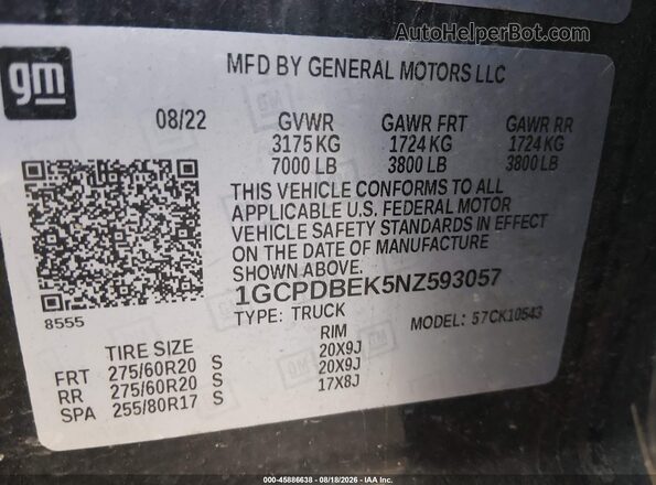 1GCPDBEK5NZ593057 2022 CHEVROLET SILVERADO Black ძრავის განყოფილების ხედი