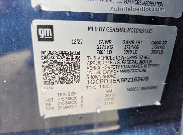 1GCPDBEK8PZ163476 2023 CHEVROLET SILVERADO Blue Widok komory silnika