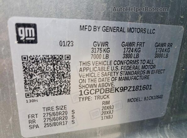 1GCPDBEK9PZ181601 2023 CHEVROLET SILVERADO Gray Widok komory silnika