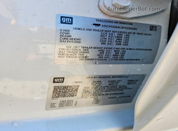 1GCPDDEK3PZ296383 2023 CHEVROLET SILVERADO White ძრავის განყოფილების ხედი