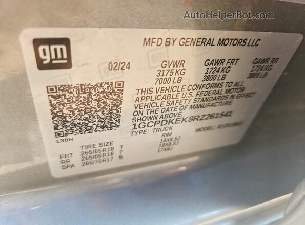 1GCPDKEK8RZ261541 2024 CHEVROLET SILVERADO Silver Engine compartment view