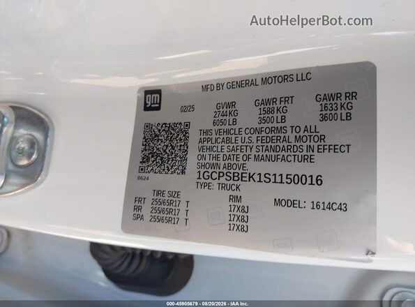 1GCPSBEK1S1150016 2025 CHEVROLET COLORADO Белый Вид подкапотного пространства