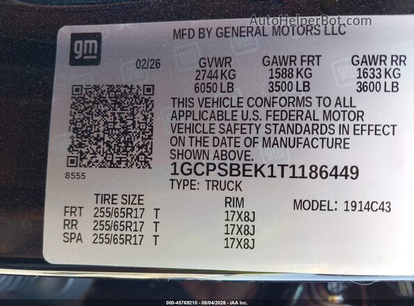 1GCPSBEK1T1186449 2026 CHEVROLET COLORADO Black Engine compartment view