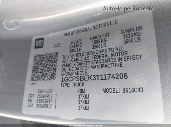 1GCPSBEK3T1174206 2026 CHEVROLET COLORADO Gray Widok komory silnika
