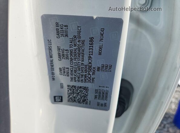 1GCPSBEK7P1131686 2023 CHEVROLET COLORADO White VIN կոդի պիտակի տեսք