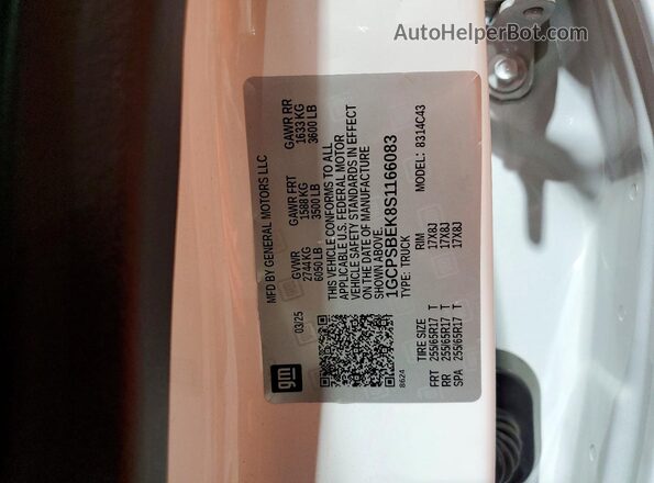 1GCPSBEK8S1166083 2025 CHEVROLET COLORADO White Widok komory silnika