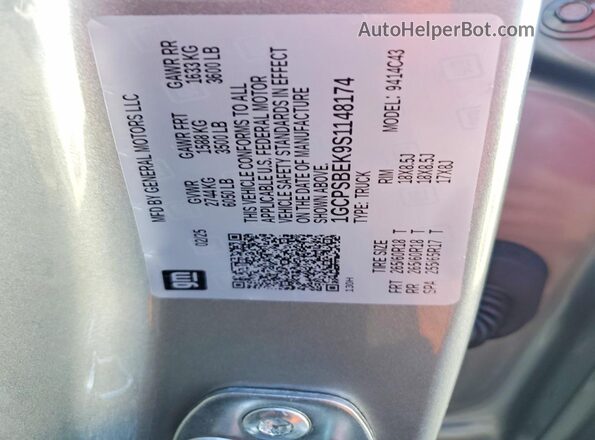 1GCPSBEK9S1148174 2025 CHEVROLET COLORADO Silver Вид підкапотного простору