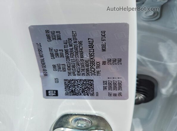 1GCPSBEK9S1148417 2025 CHEVROLET COLORADO White Widok komory silnika