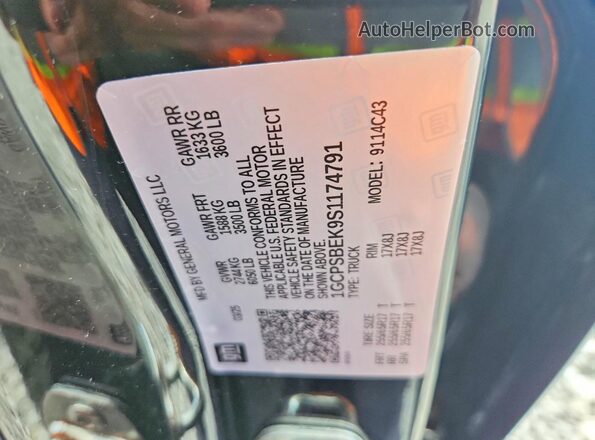 1GCPSBEK9S1174791 2025 CHEVROLET COLORADO Black VIN sticker view