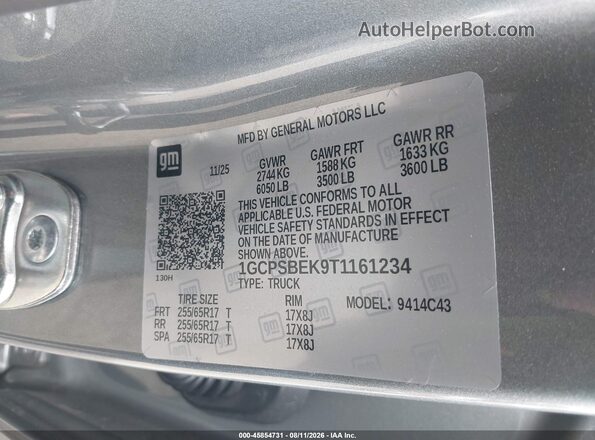 1GCPSBEK9T1161234 2026 CHEVROLET COLORADO Gray ძრავის განყოფილების ხედი