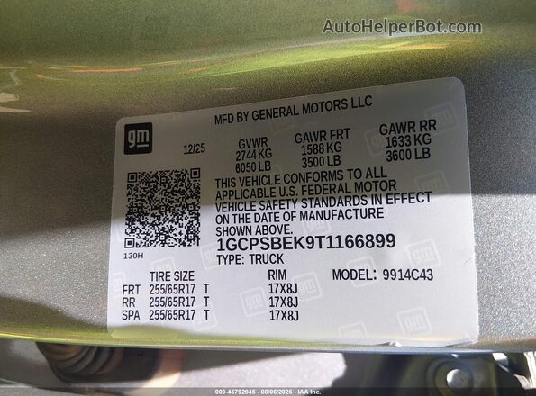1GCPSBEK9T1166899 2026 CHEVROLET COLORADO Silver ძრავის განყოფილების ხედი