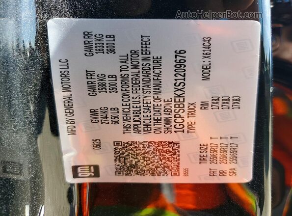 1GCPSBEKXS1209676 2025 CHEVROLET COLORADO Black Vista del compartimento del motor