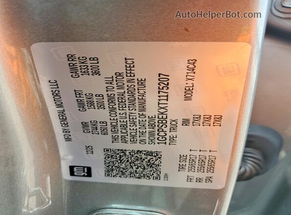 1GCPSBEKXT1175207 2026 CHEVROLET COLORADO Silver Engine compartment view